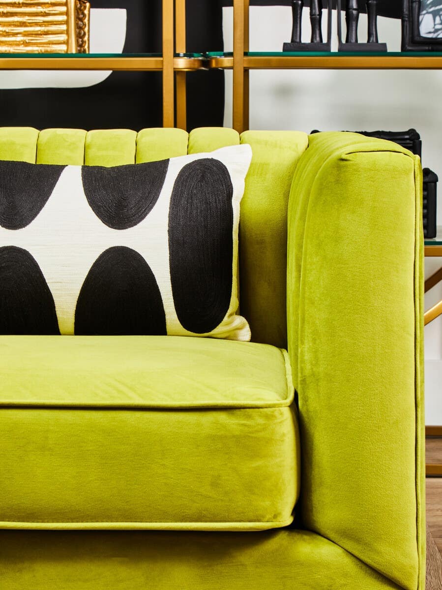 Brasa 3 Seat Green Velvet Sofa.