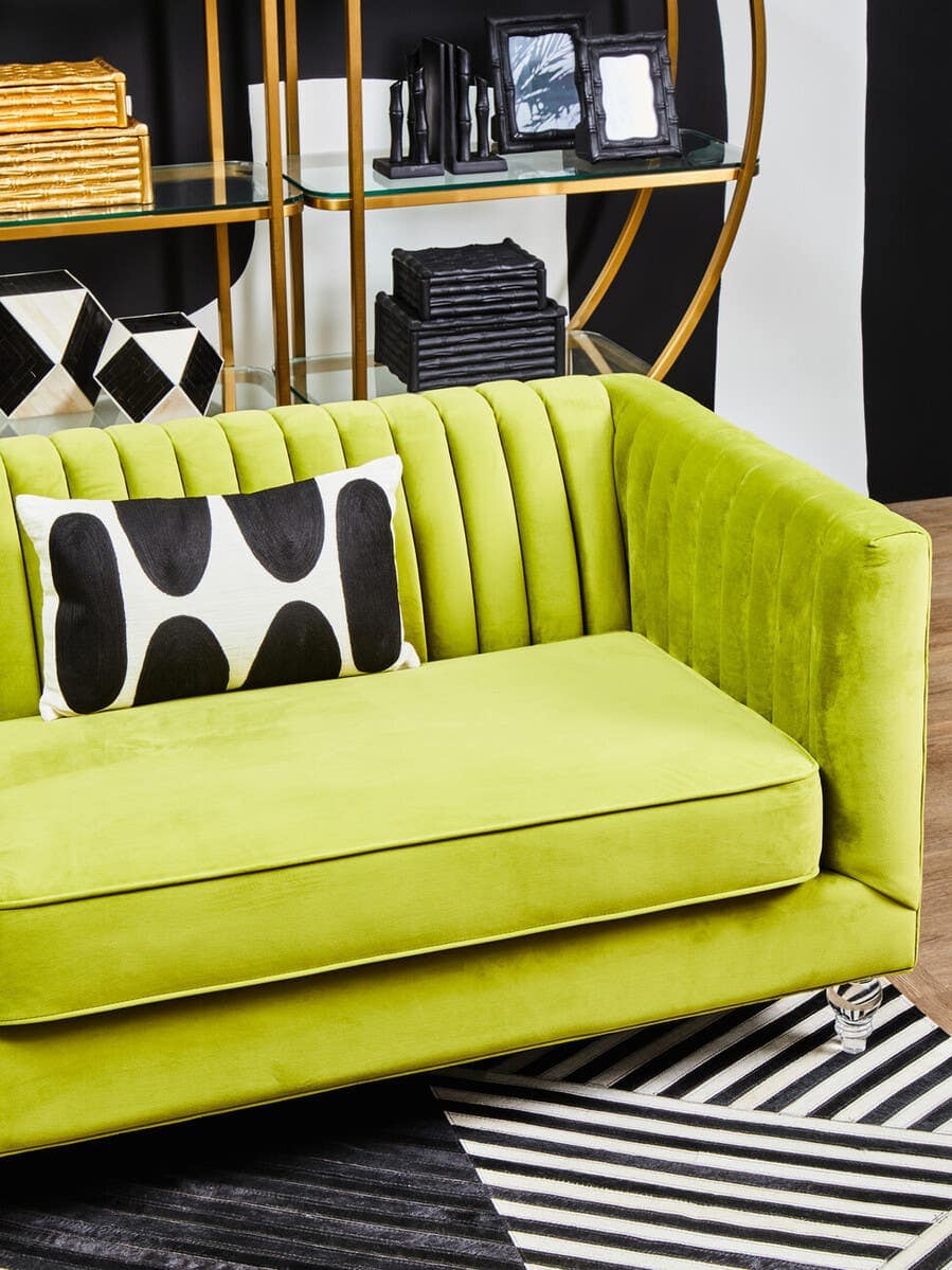 Brasa 3 Seat Green Velvet Sofa.