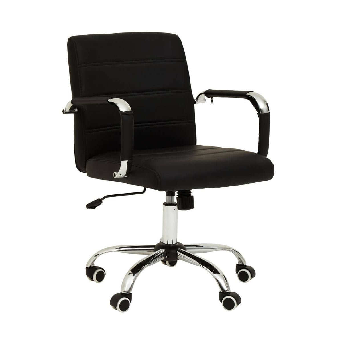 Brent Black Leather Effect And Chrome Home Office Chair.
