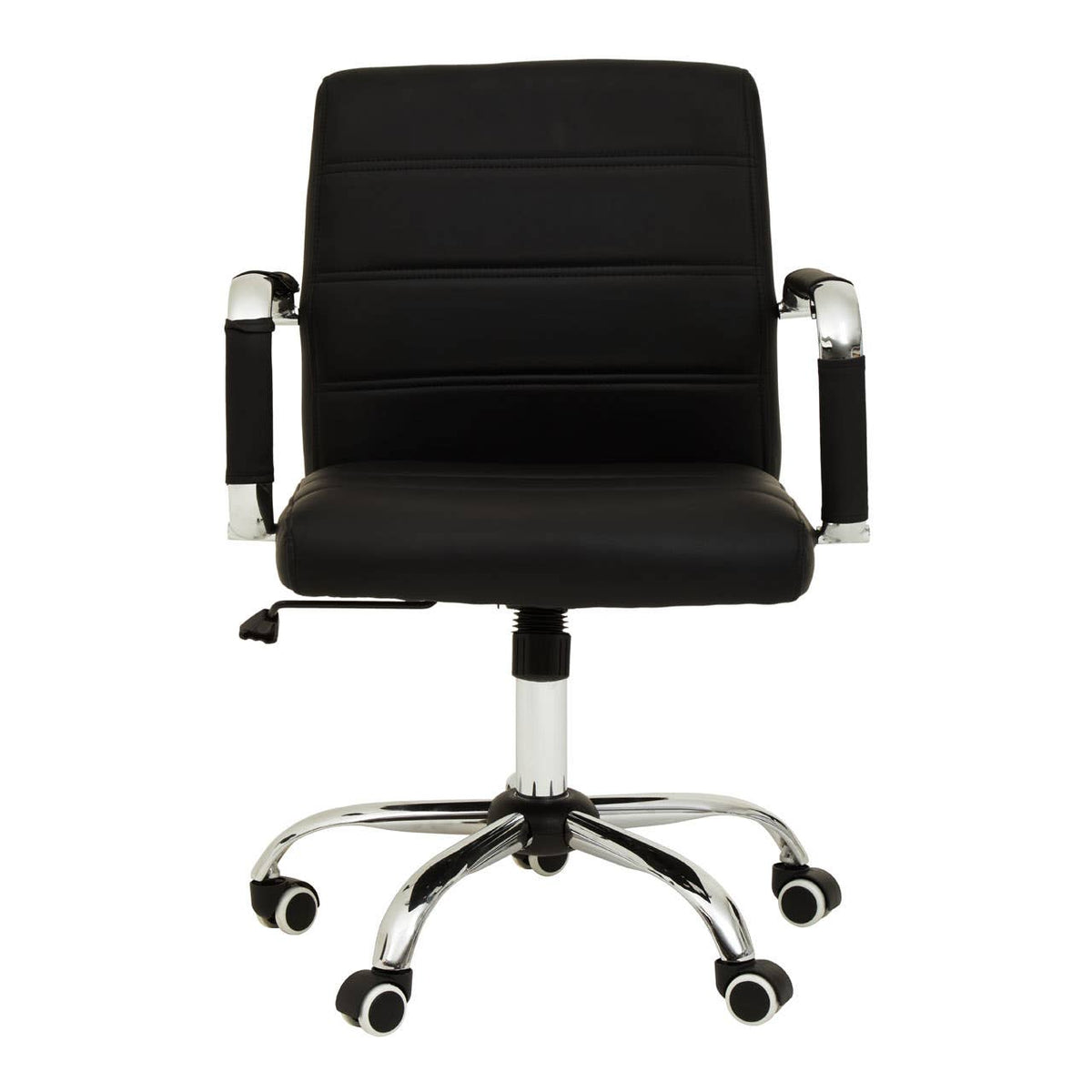Brent Black Leather Effect And Chrome Home Office Chair.