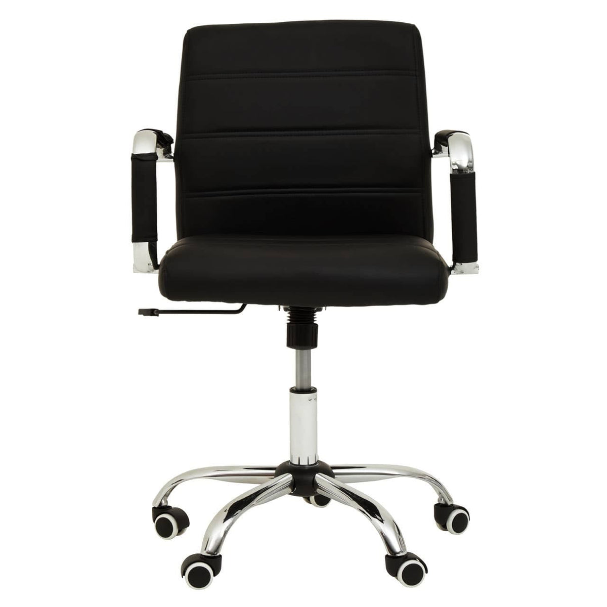 Brent Black Leather Effect And Chrome Home Office Chair.