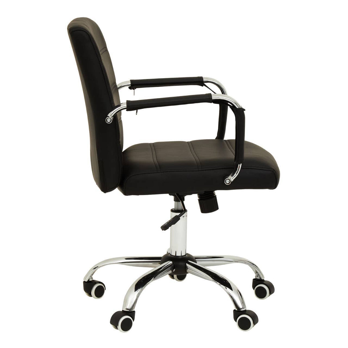Brent Black Leather Effect And Chrome Home Office Chair.