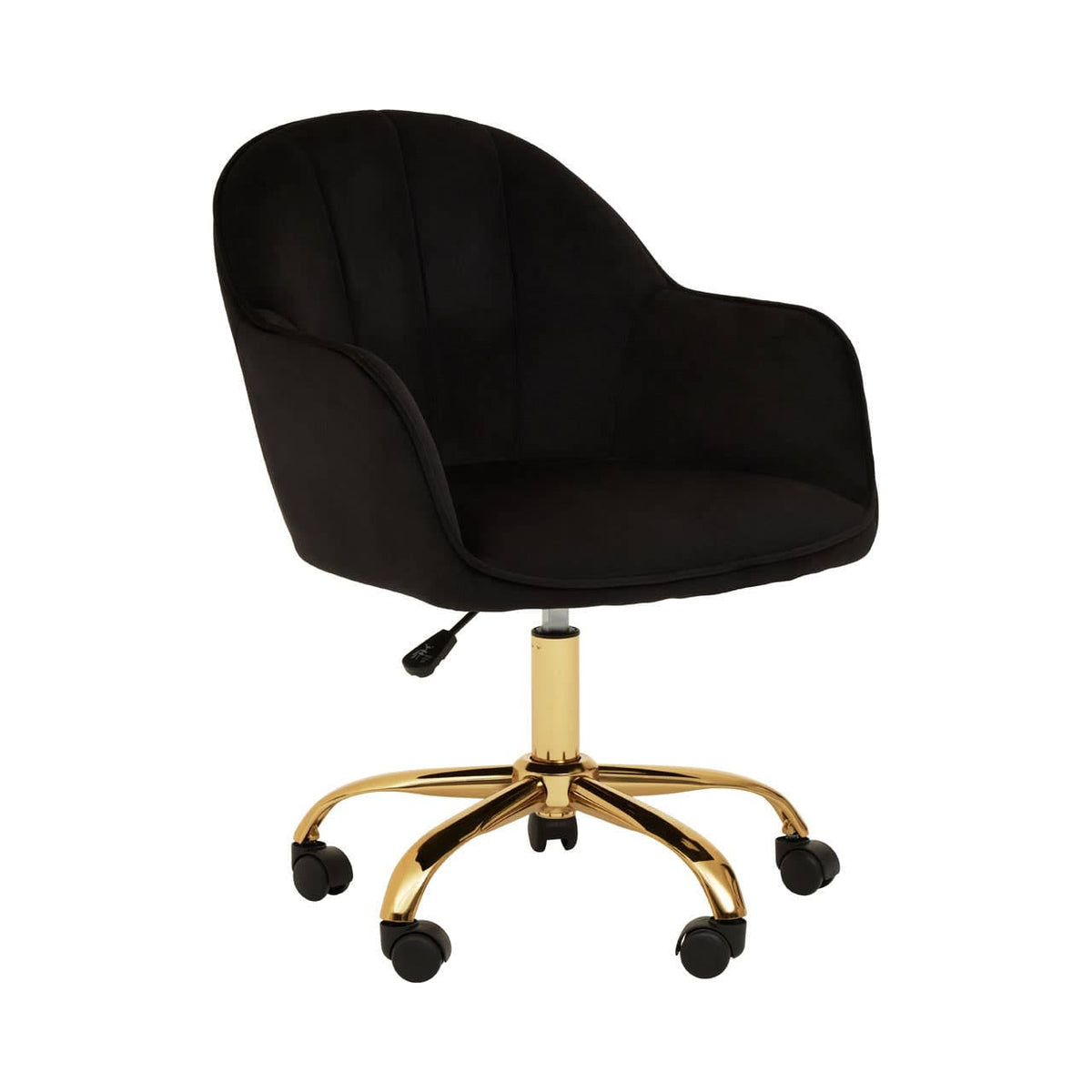 Brent Black Velvet And Gold Base Home Office Chair.
