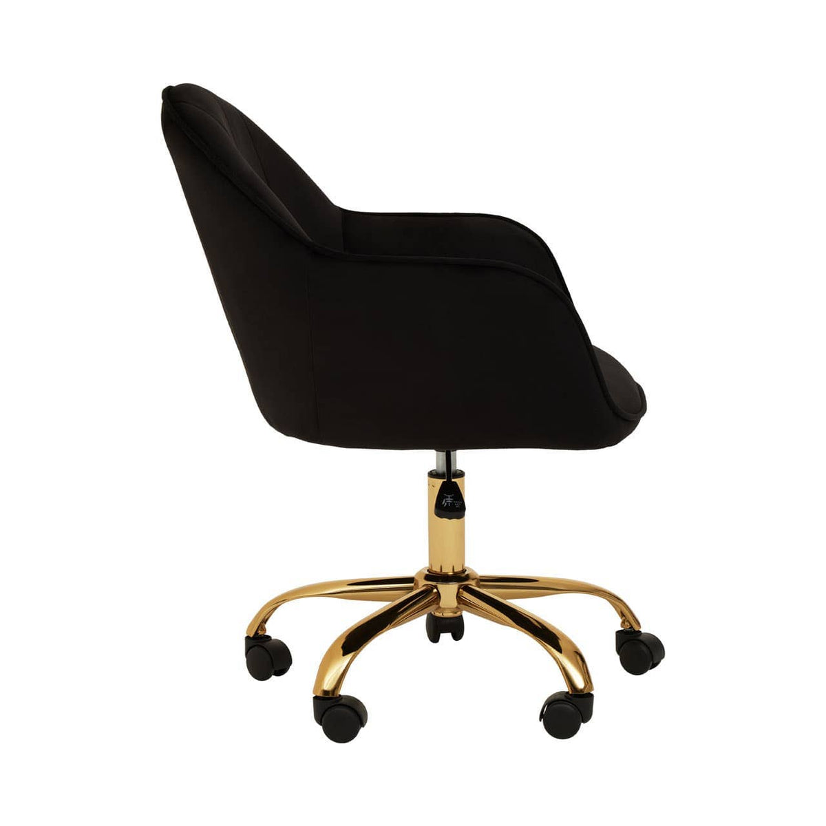 Brent Black Velvet And Gold Base Home Office Chair.