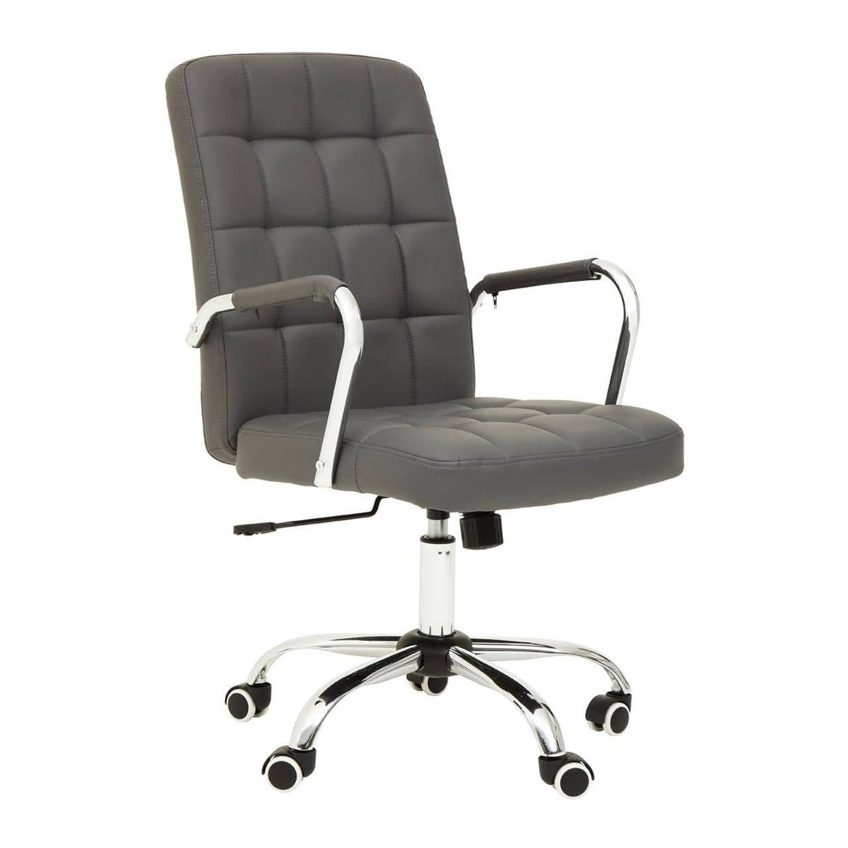 Brent Grey Leather Effect And Chrome Home Office Chair.