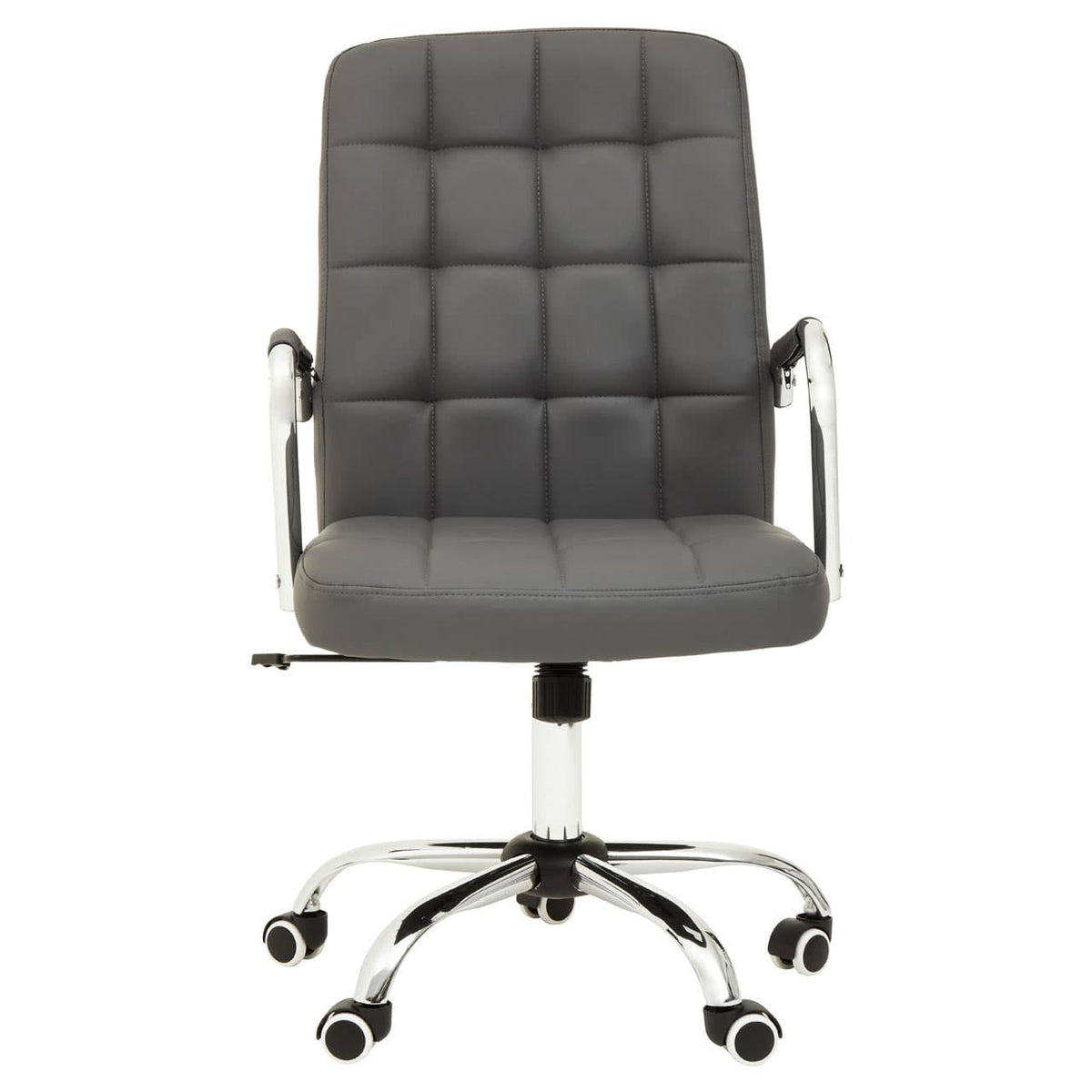 Brent Grey Leather Effect And Chrome Home Office Chair.
