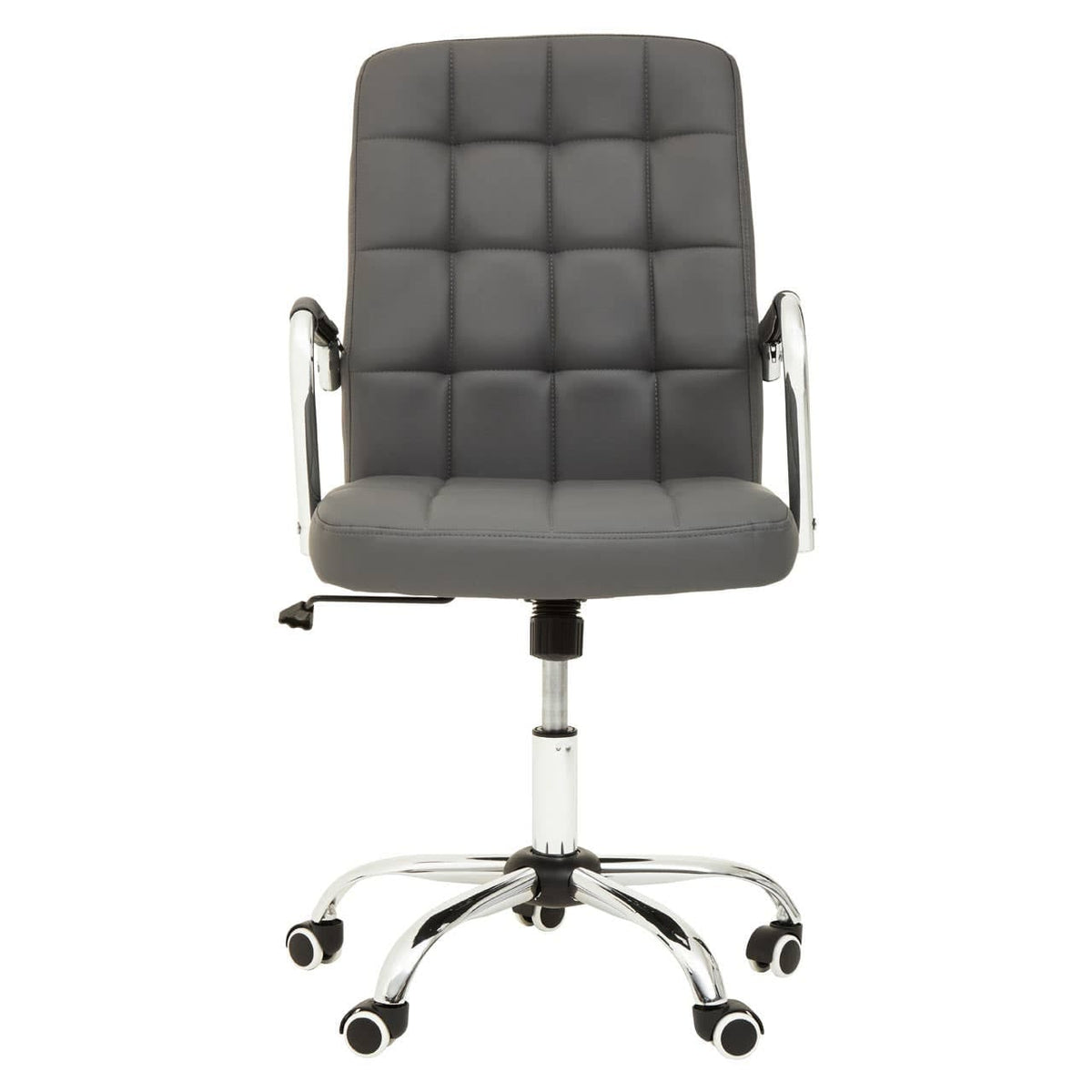 Brent Grey Leather Effect And Chrome Home Office Chair.