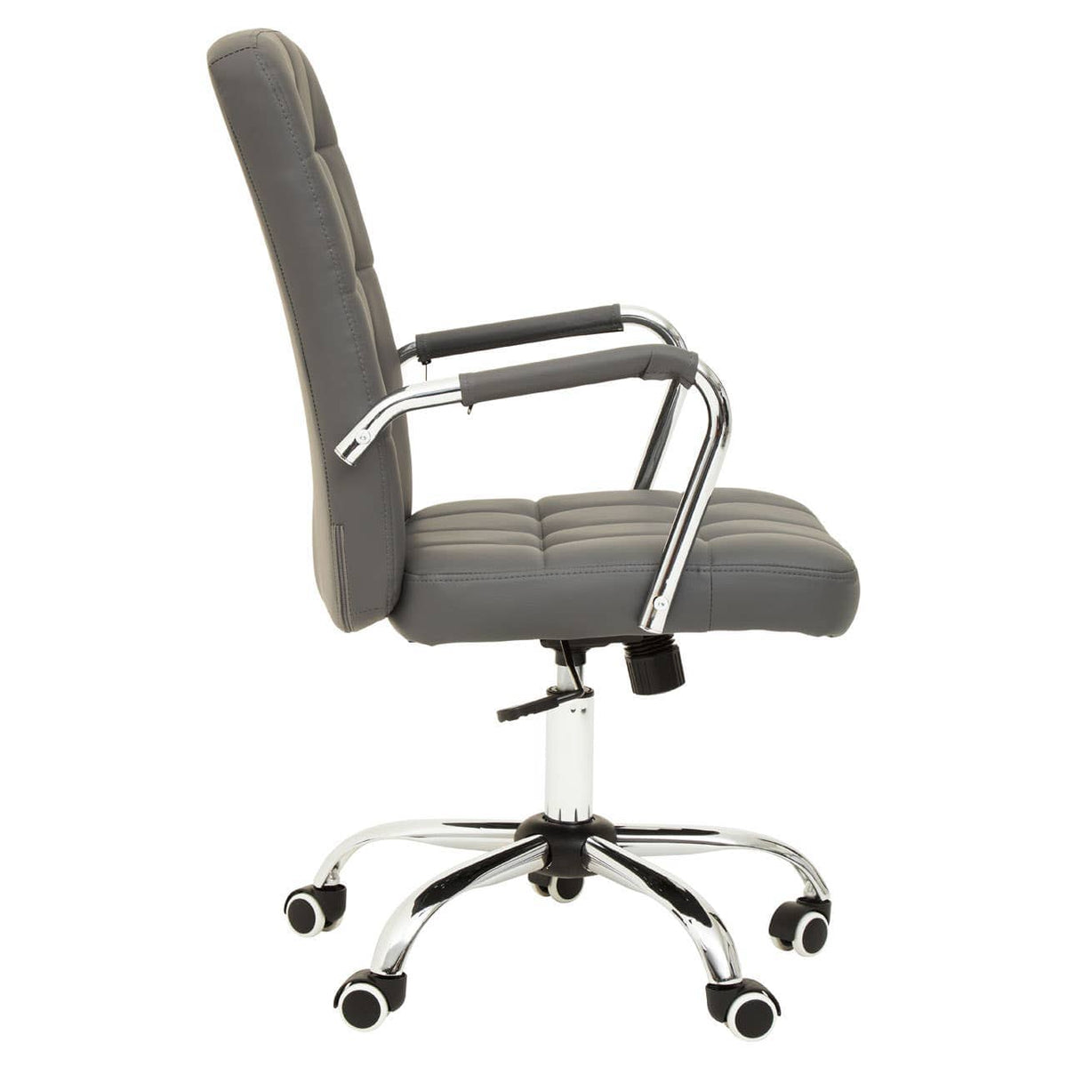 Brent Grey Leather Effect And Chrome Home Office Chair.