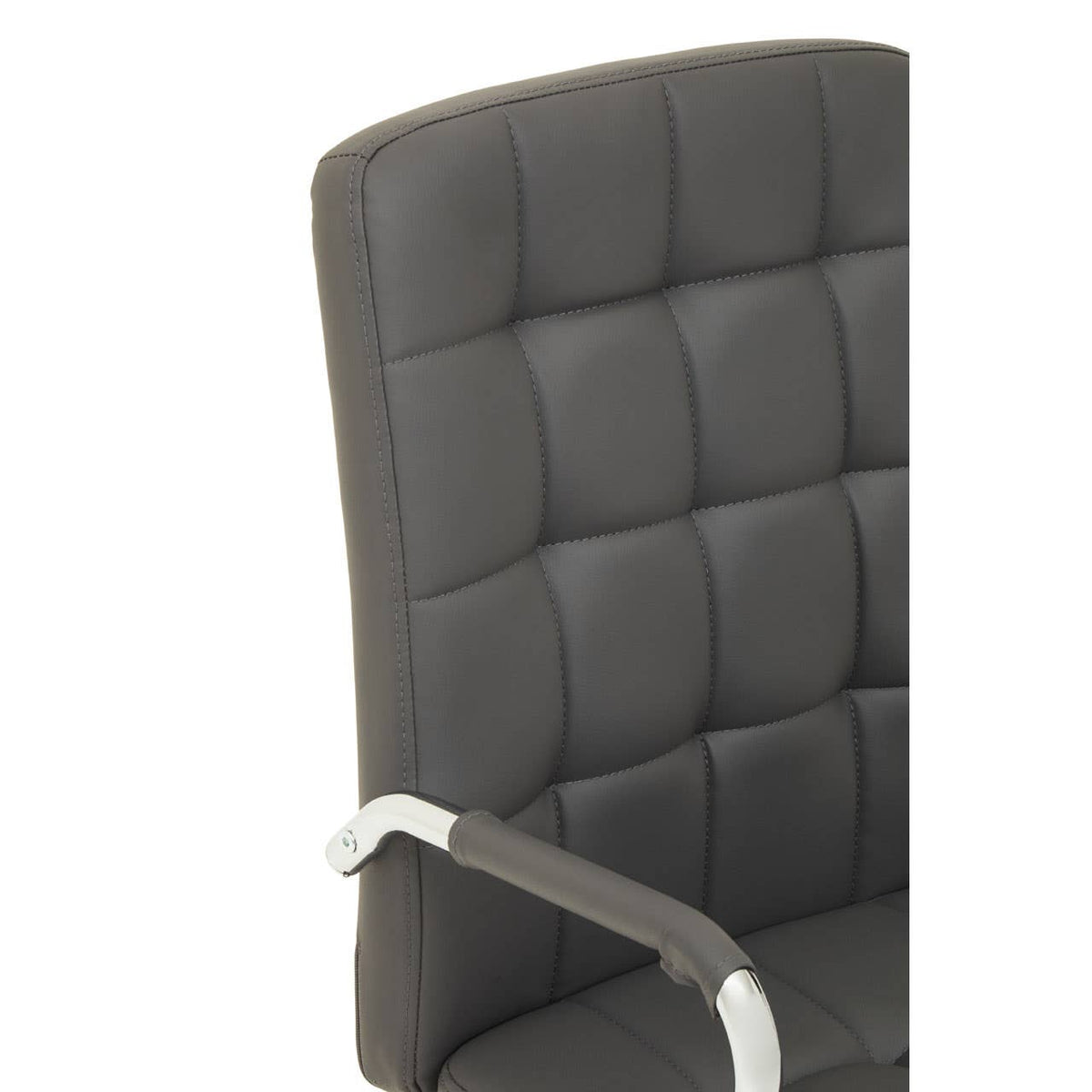 Brent Grey Leather Effect And Chrome Home Office Chair.