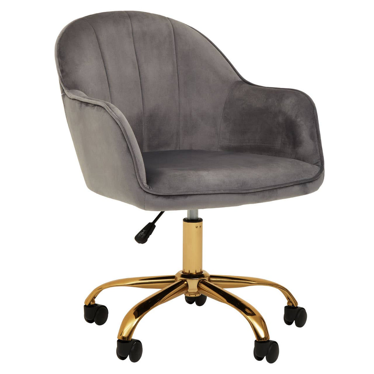 Brent Grey Velvet And Gold Base Home Office Chair.