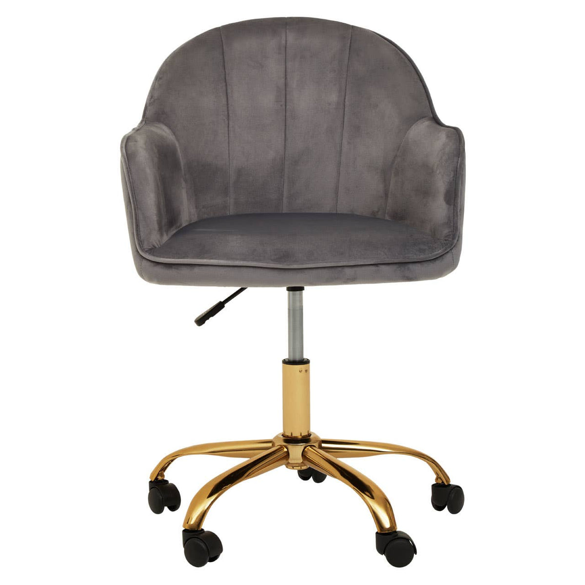 Brent Grey Velvet And Gold Base Home Office Chair.