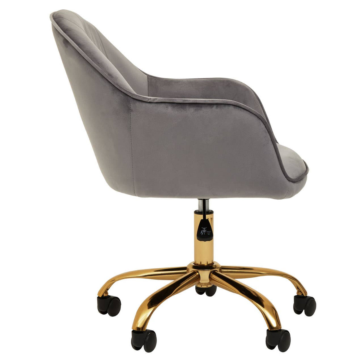 Brent Grey Velvet And Gold Base Home Office Chair.