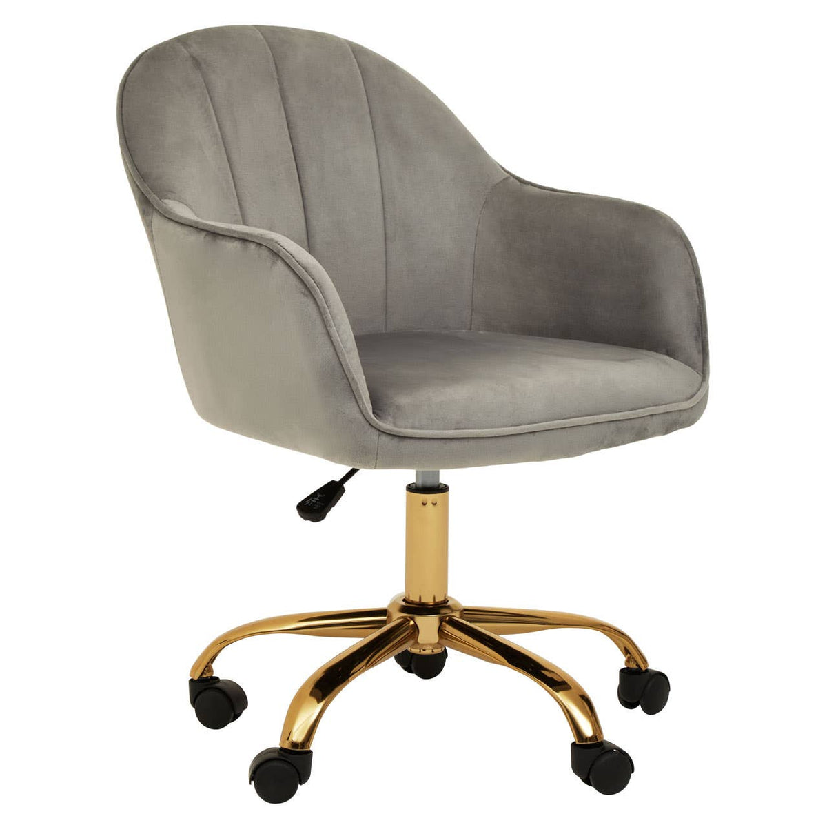 Brent Grey Velvet And Gold Home Office Chair.