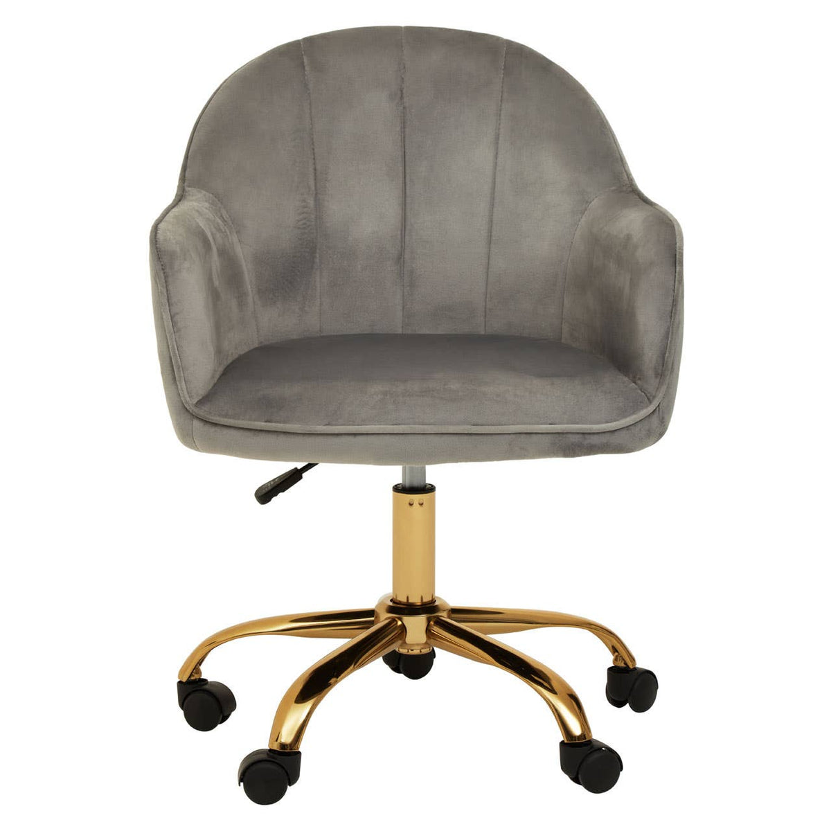 Brent Grey Velvet And Gold Home Office Chair.