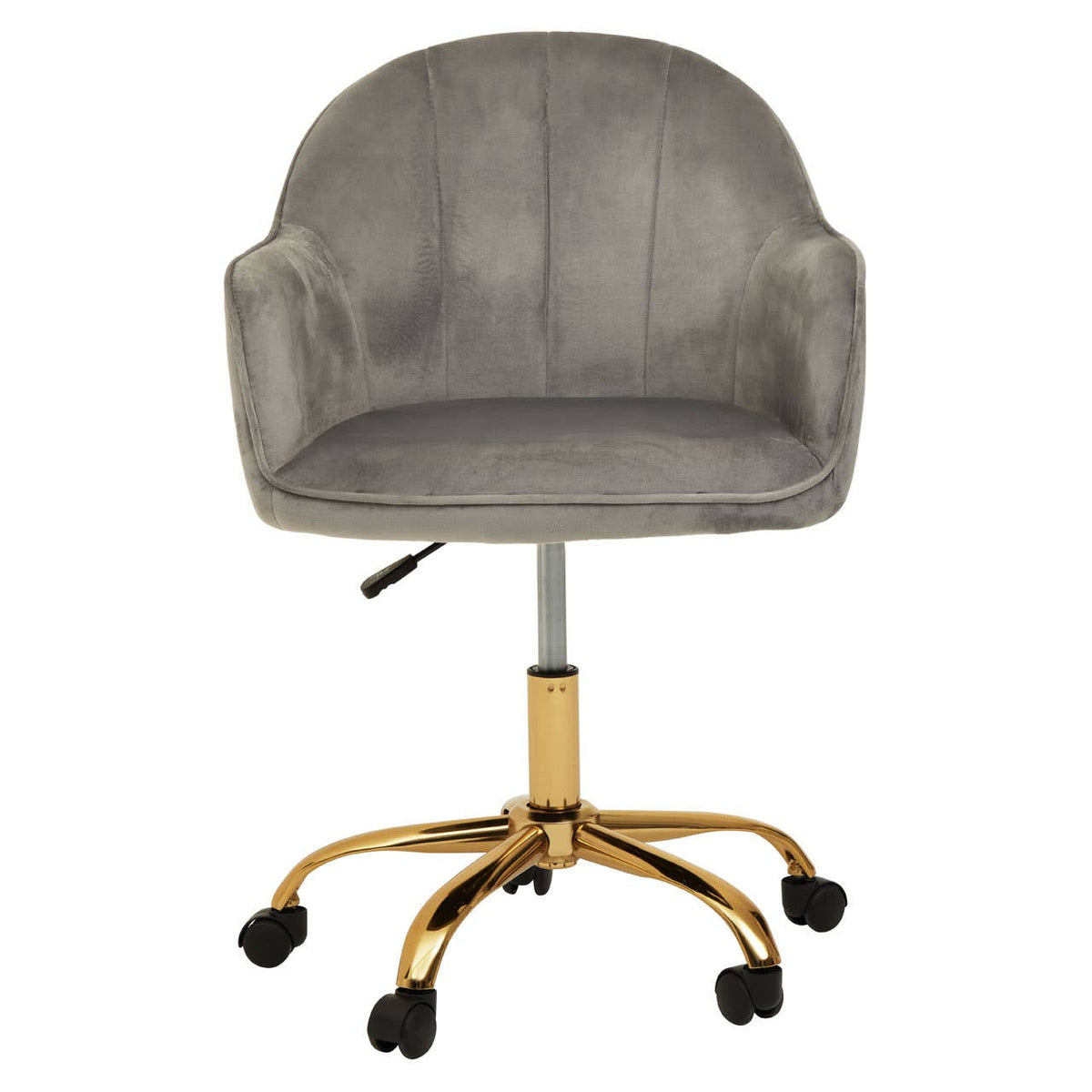 Brent Grey Velvet And Gold Home Office Chair.
