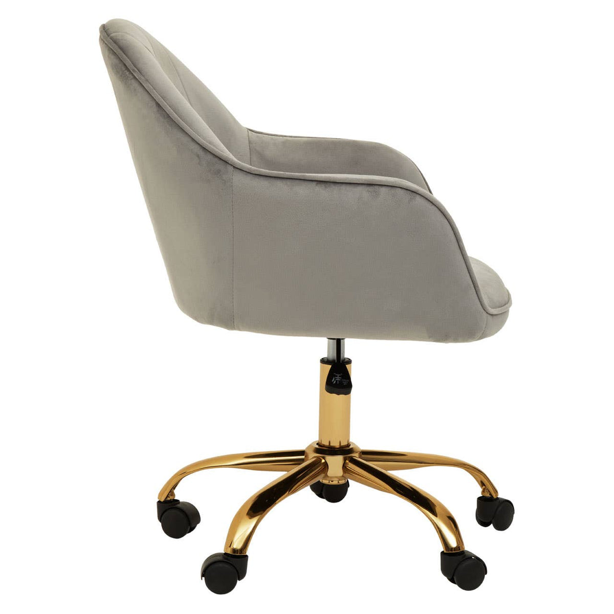 Brent Grey Velvet And Gold Home Office Chair.