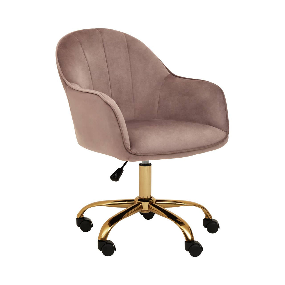 Brent Pink Velvet And Gold Home Office Chair.