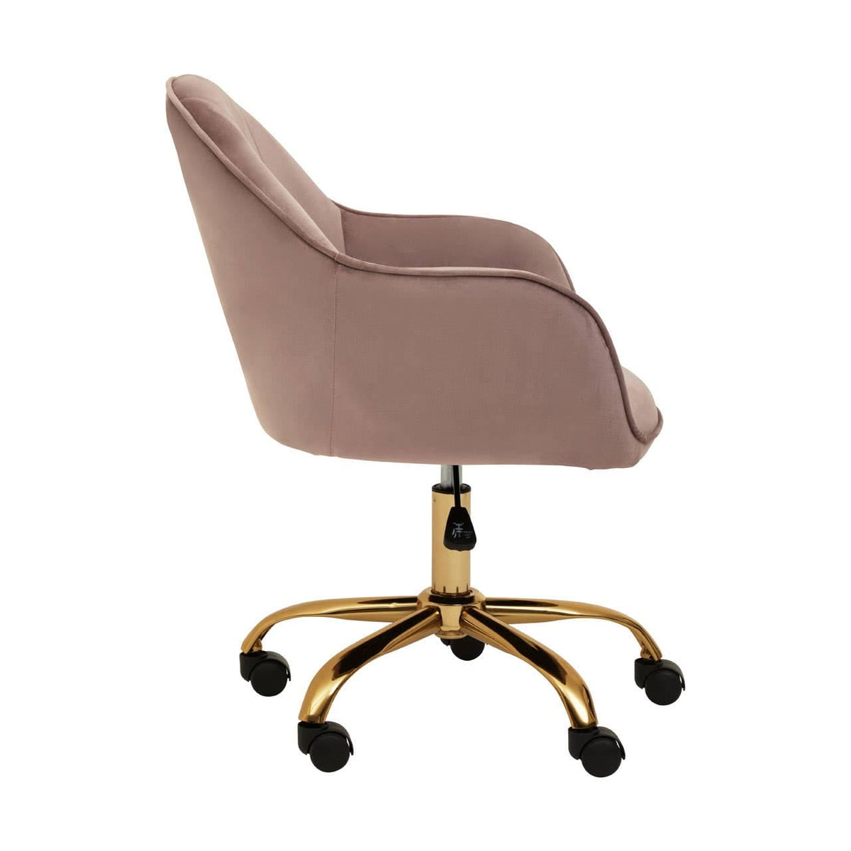 Brent Pink Velvet And Gold Home Office Chair.
