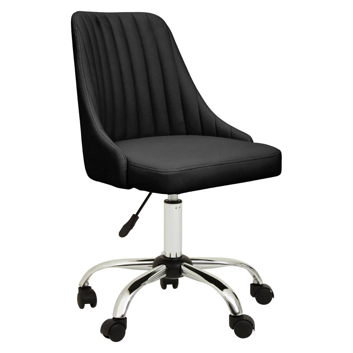 Brent Ribbed Black And Chrome Home Office Chair.