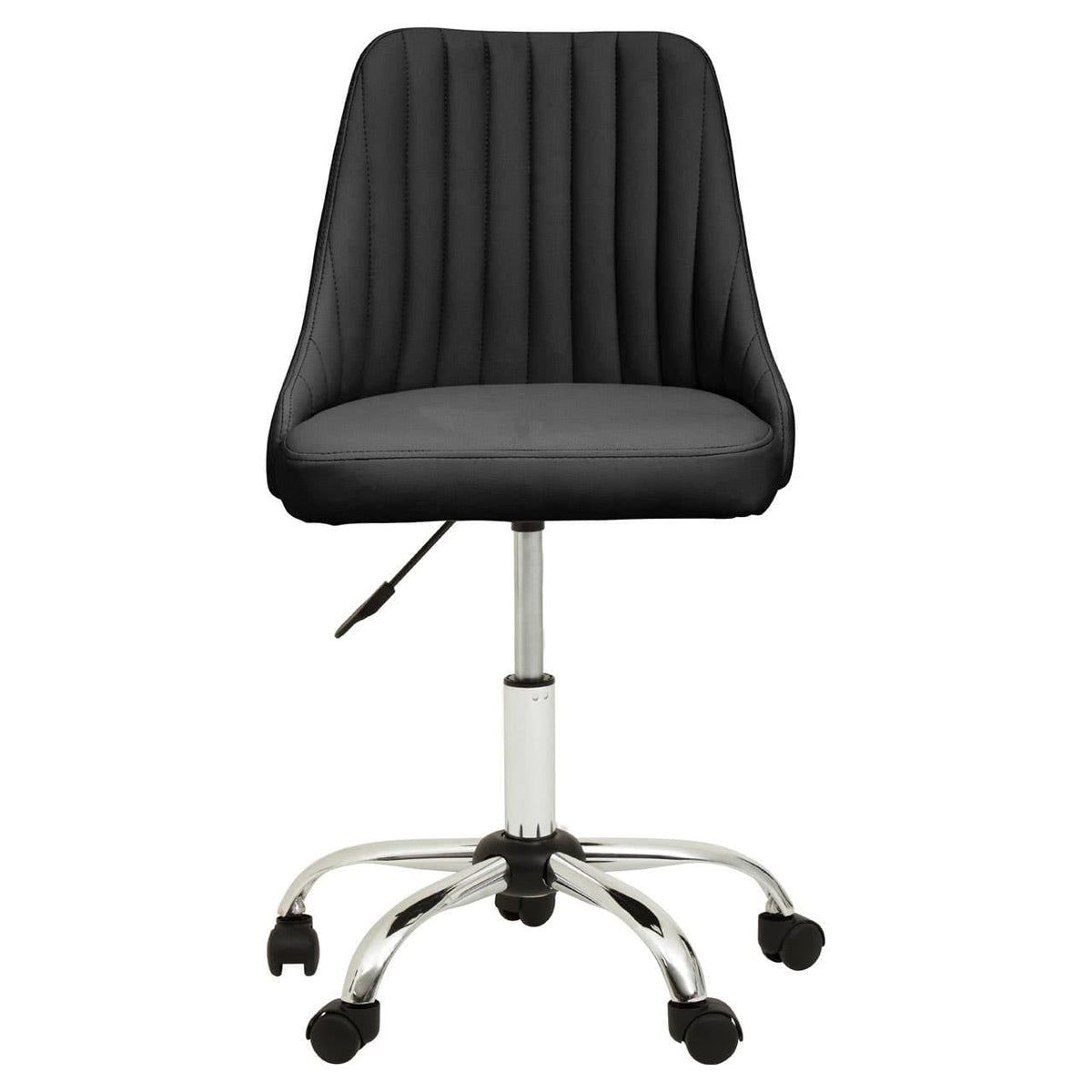 Brent Ribbed Black And Chrome Home Office Chair.