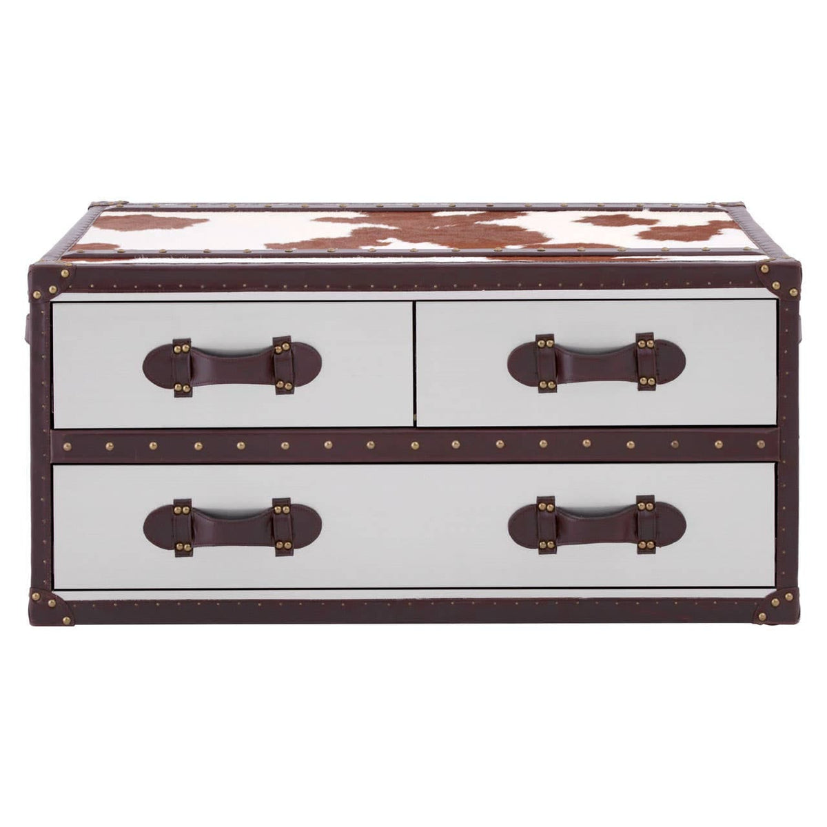 Brown/White Genuine Cowhide Coffee Table.