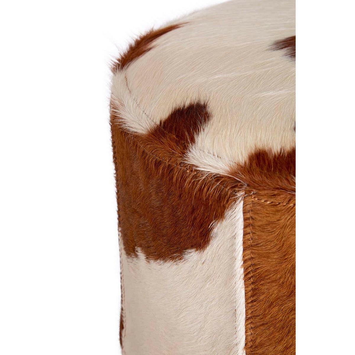 Brown/White Genuine Cowhide Ottoman.