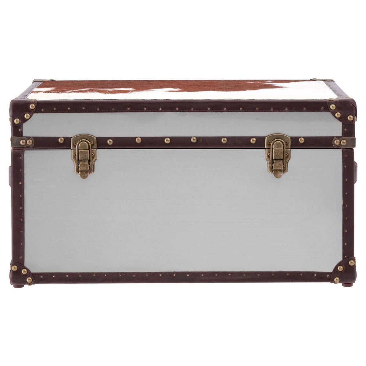 Brown/White Genuine Cowhide Storage Trunk.