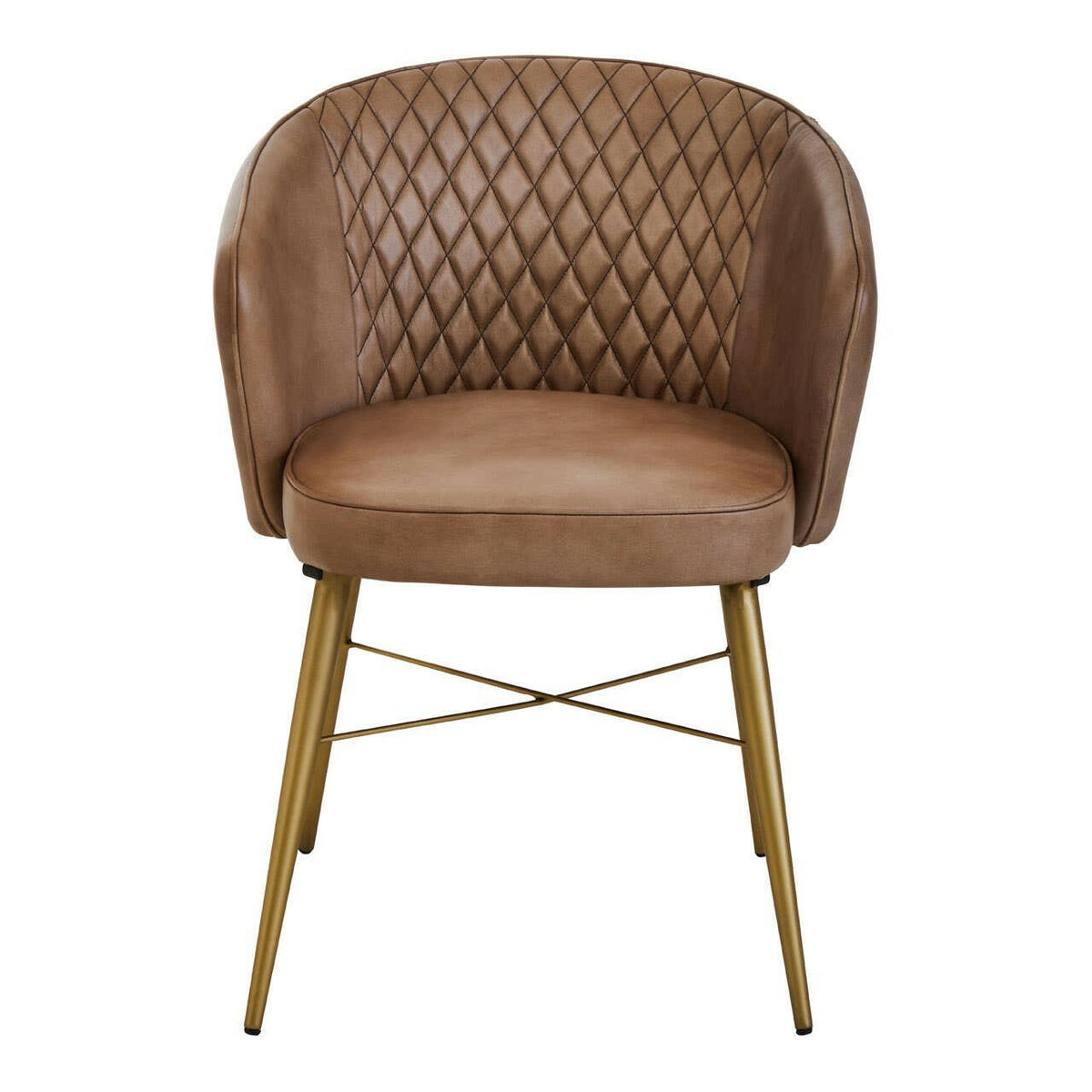 Buffalo Brown Leather Diamond Tufted Chair.