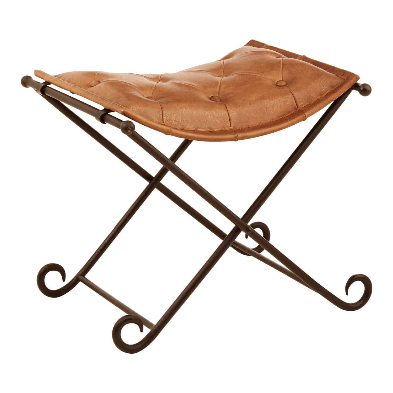 Noosa & Co. Living Buffalo Brown Leather Folding Stool House of Isabella UK