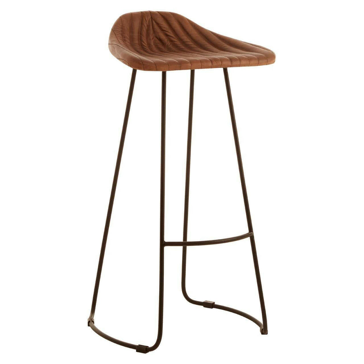 Buffalo Brown Leather / Iron Sled Base Stool.