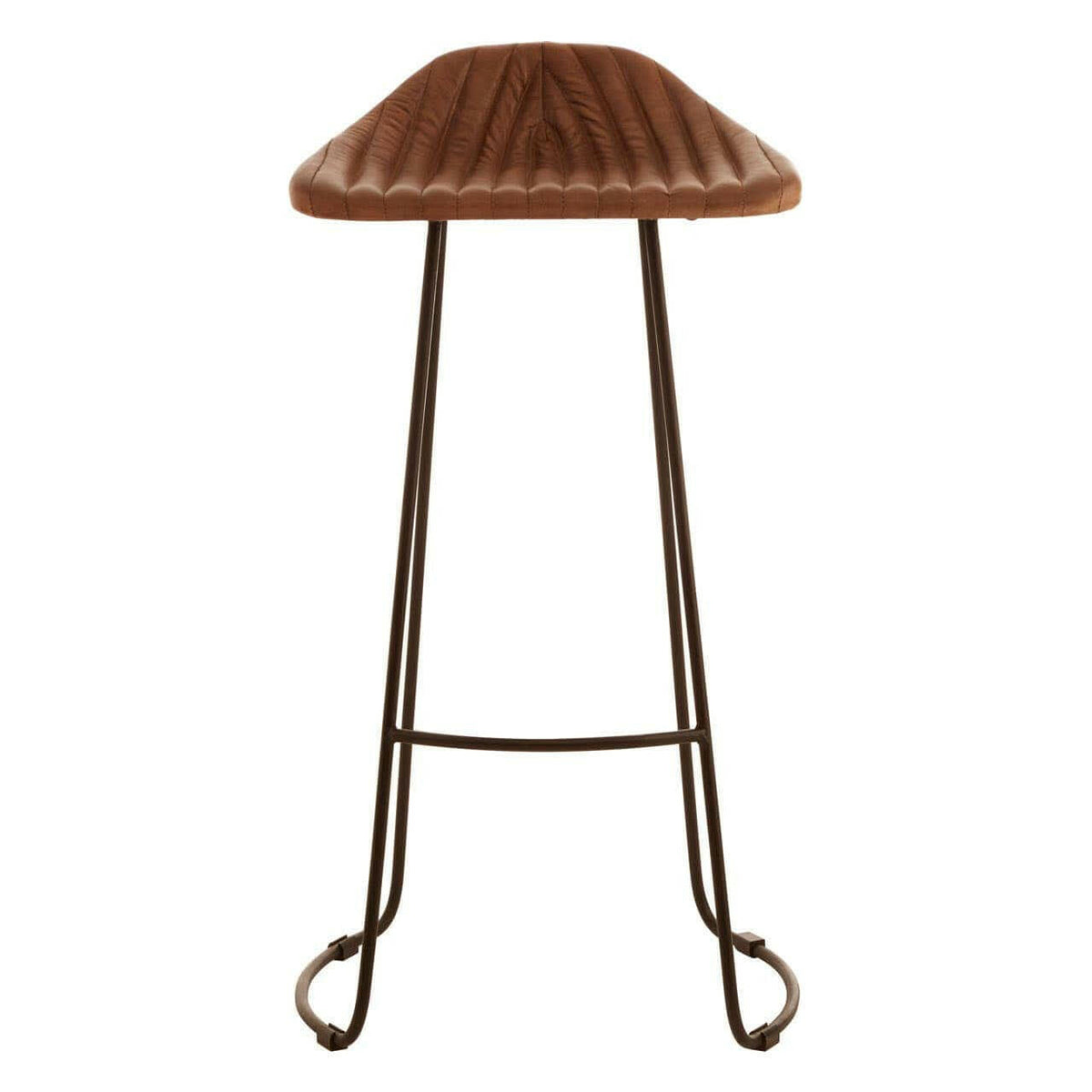 Buffalo Brown Leather / Iron Sled Base Stool.
