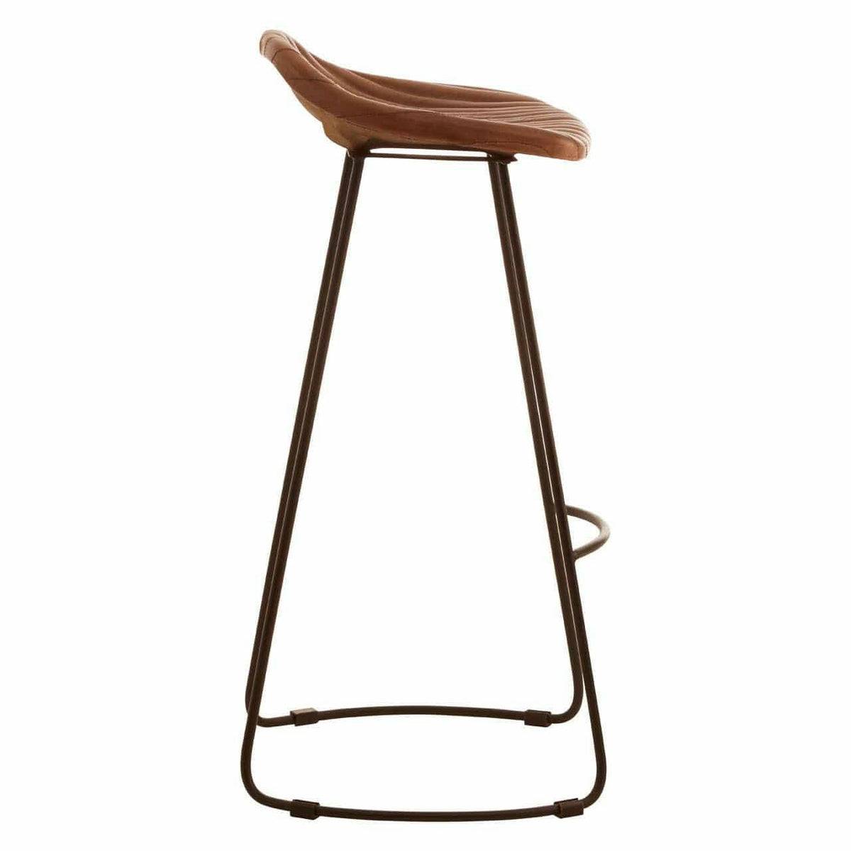 Buffalo Brown Leather / Iron Sled Base Stool.