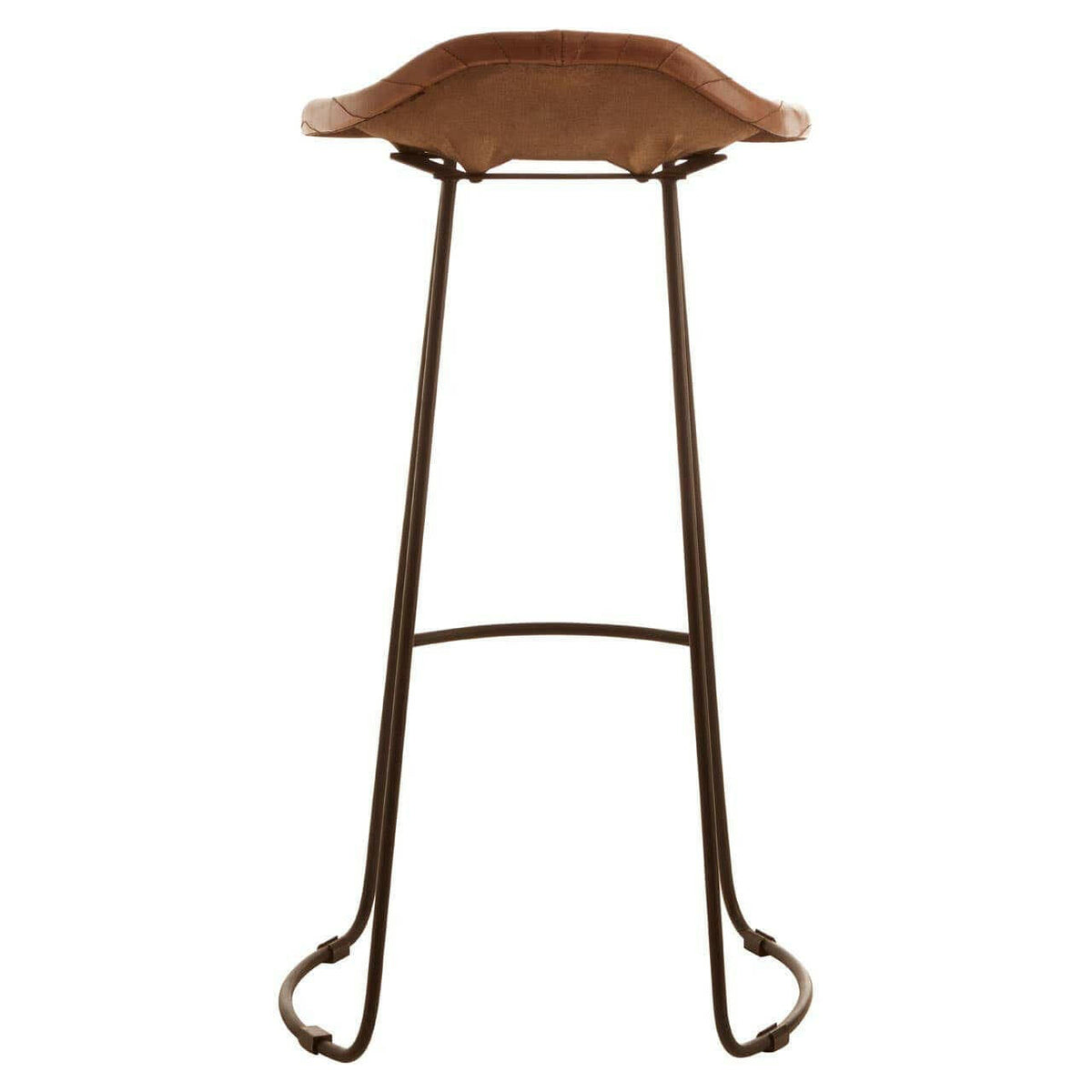 Buffalo Brown Leather / Iron Sled Base Stool.