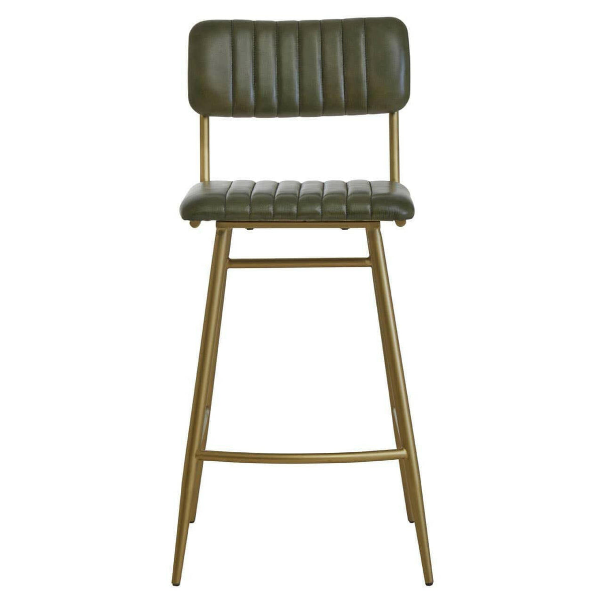 Buffalo Green Leather Angular Bar Chair.