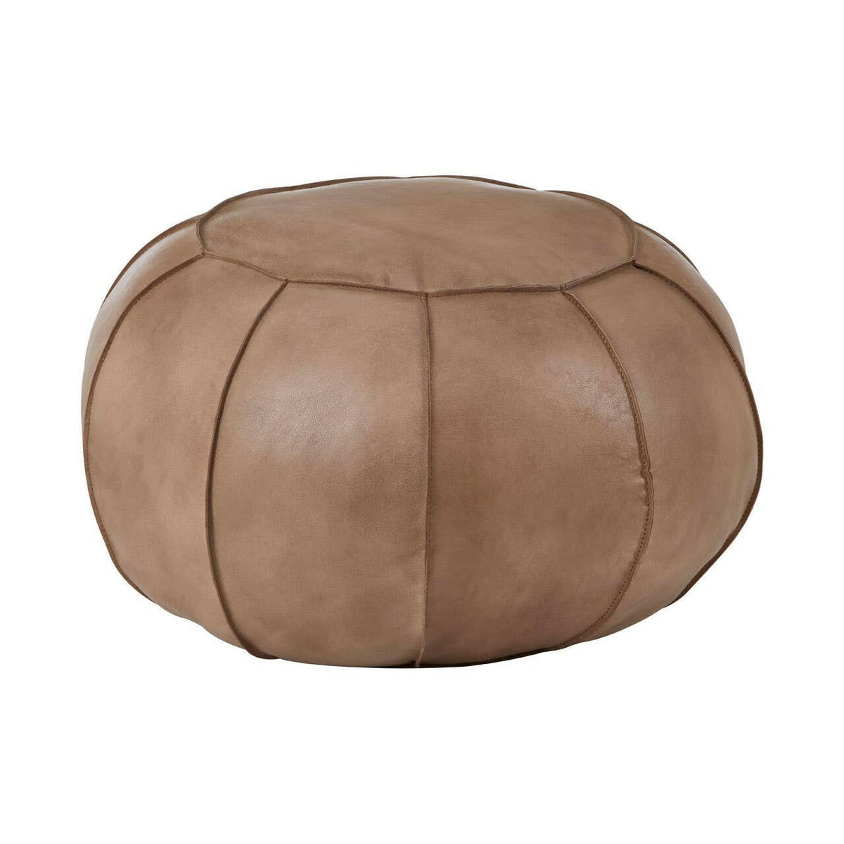 Buffalo Grey Leather Pouffe.