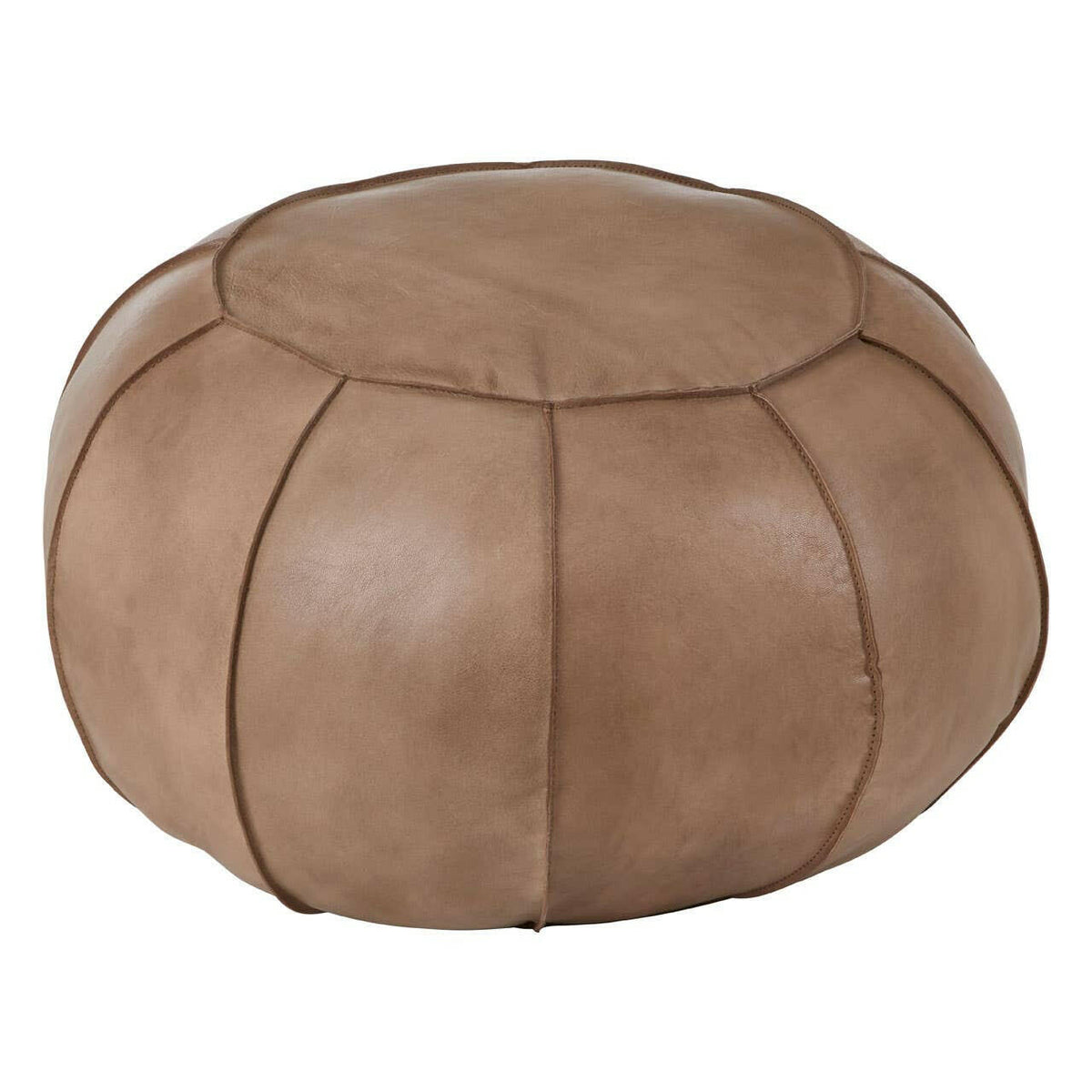 Buffalo Grey Leather Pouffe.