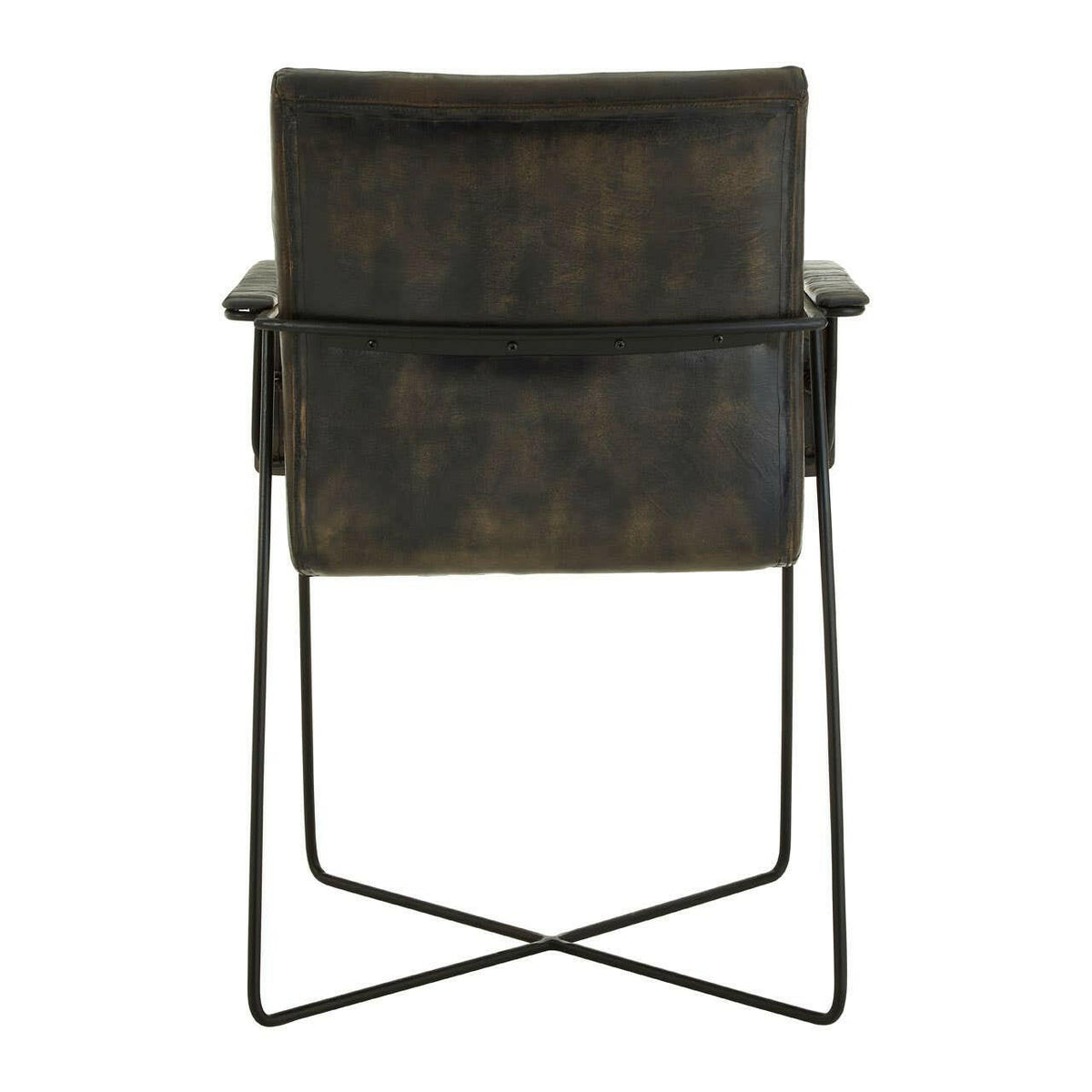Buffalo Iron / Grey Leather Weave Chair.