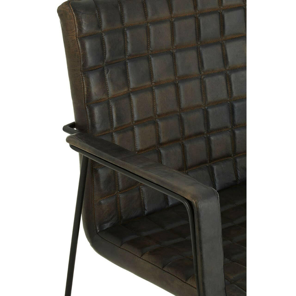 Buffalo Iron / Grey Leather Weave Chair.