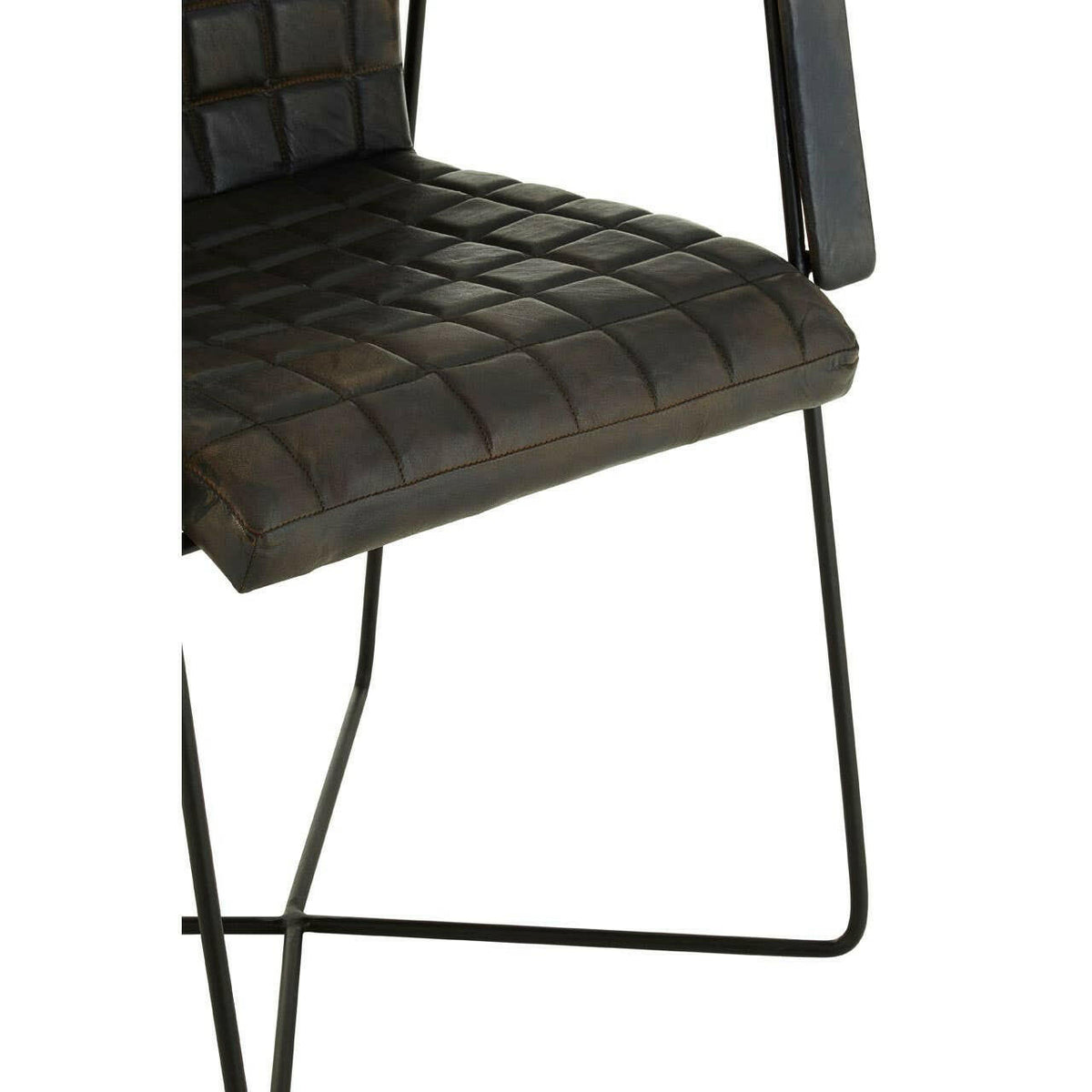 Buffalo Iron / Grey Leather Weave Chair.