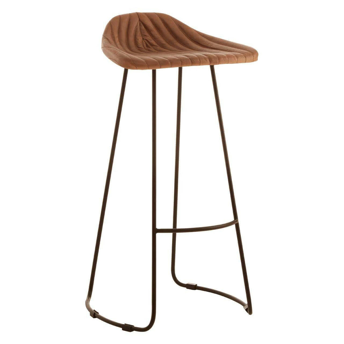 Buffalo Light Brown Leather / Iron Stool.