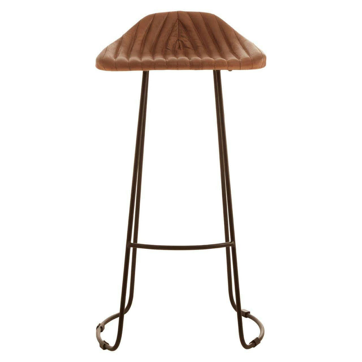 Buffalo Light Brown Leather / Iron Stool.