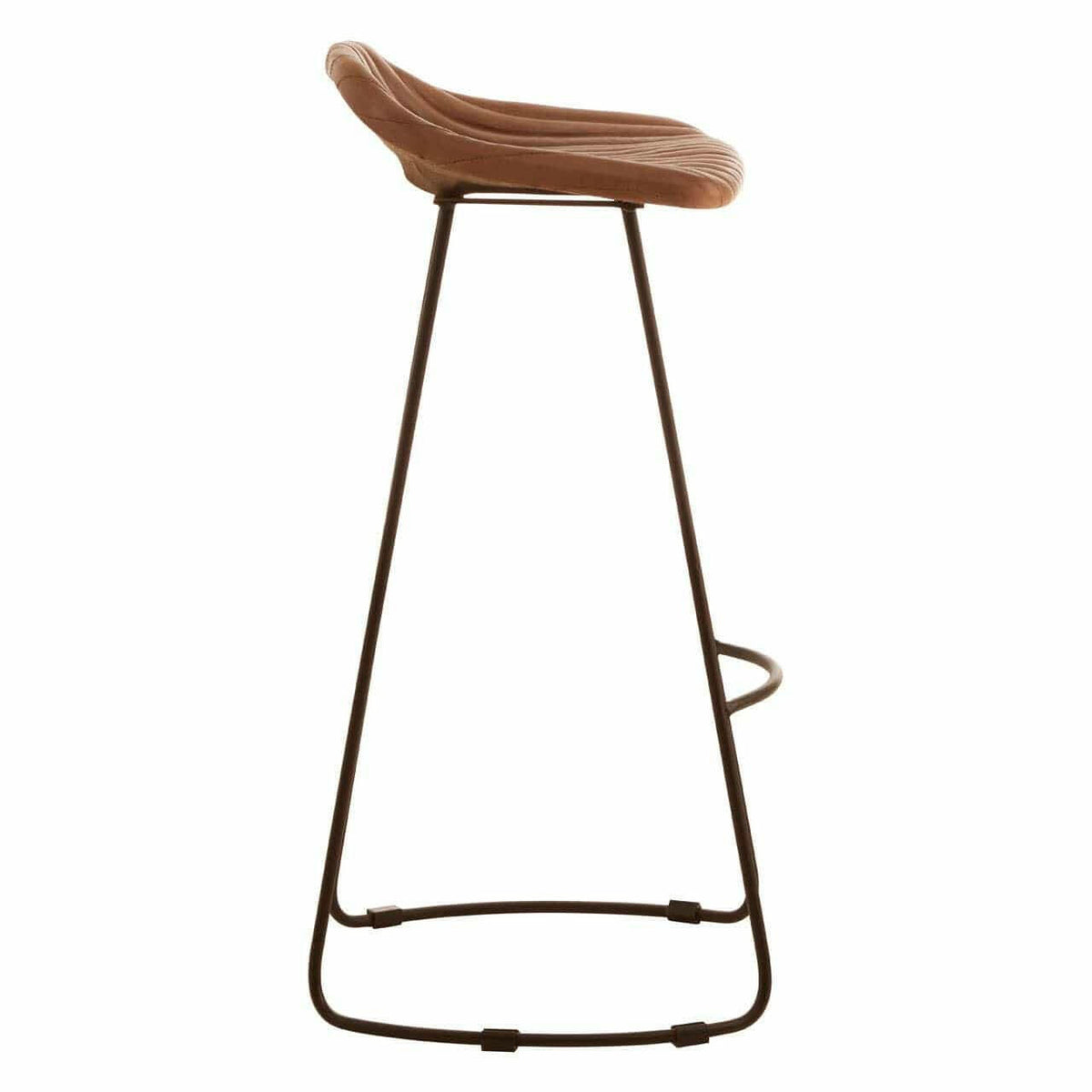 Buffalo Light Brown Leather / Iron Stool.