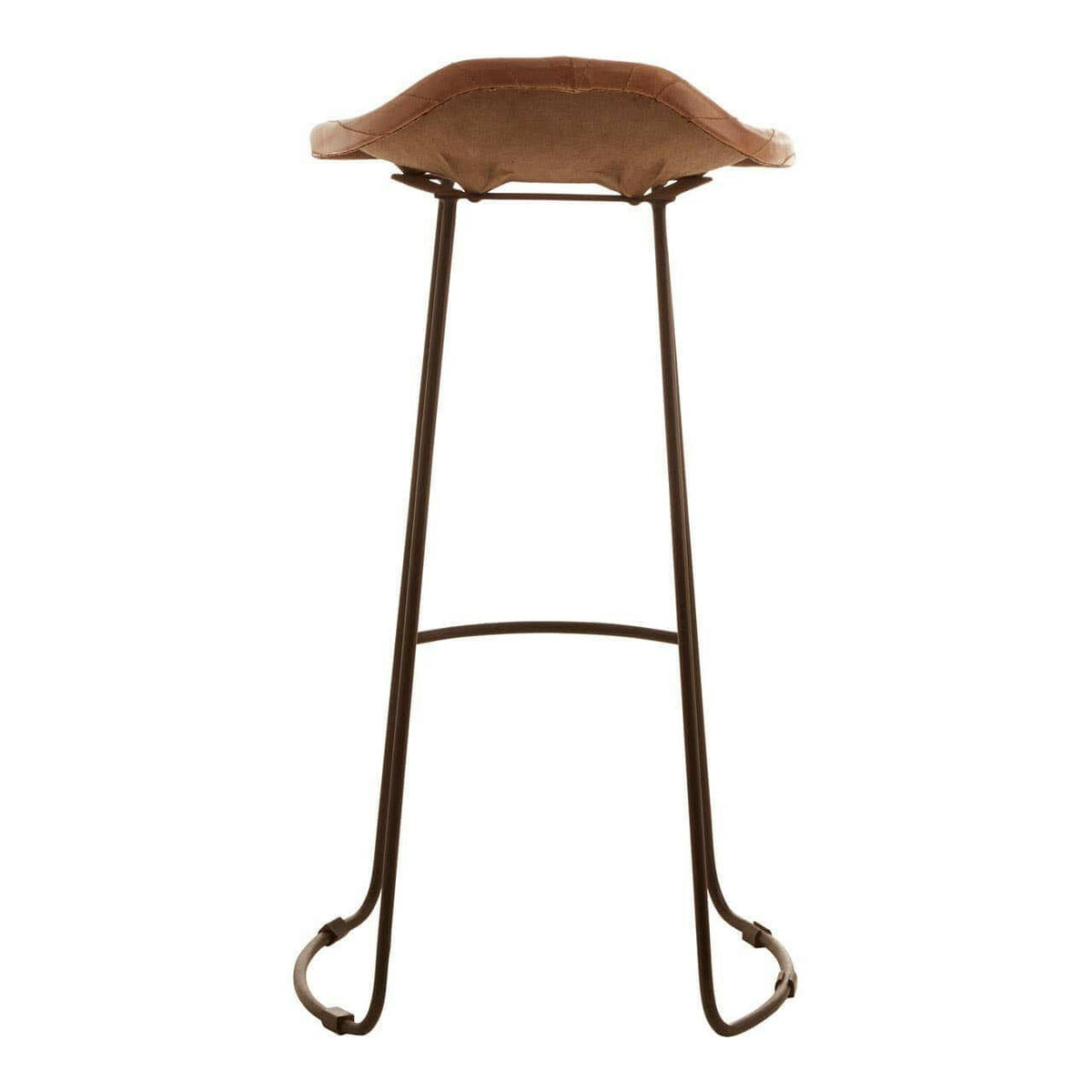 Buffalo Light Brown Leather / Iron Stool.