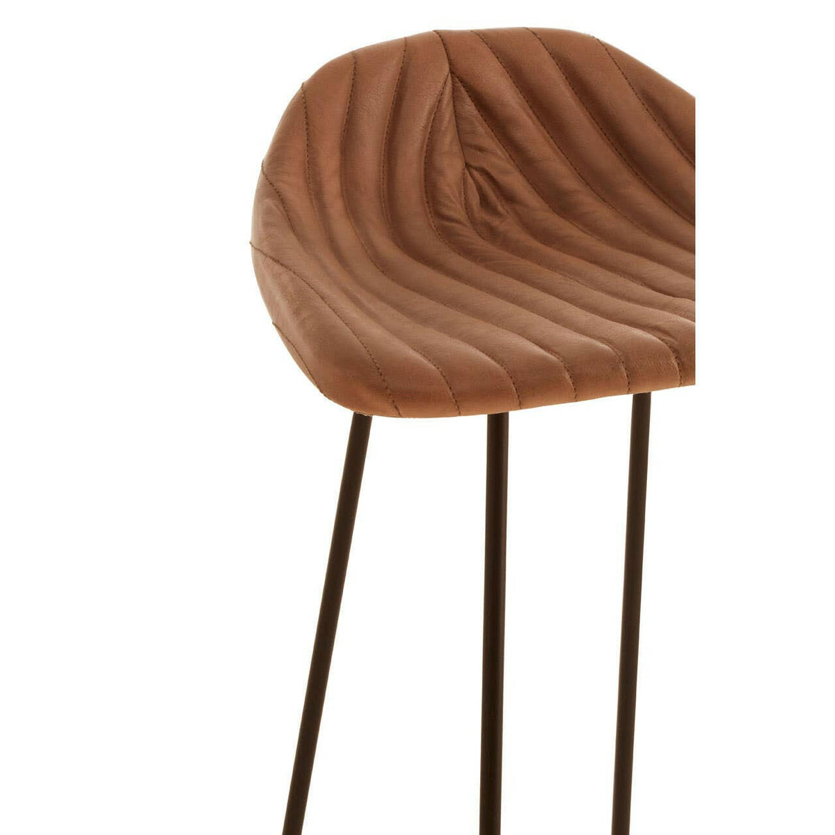 Buffalo Light Brown Leather / Iron Stool.