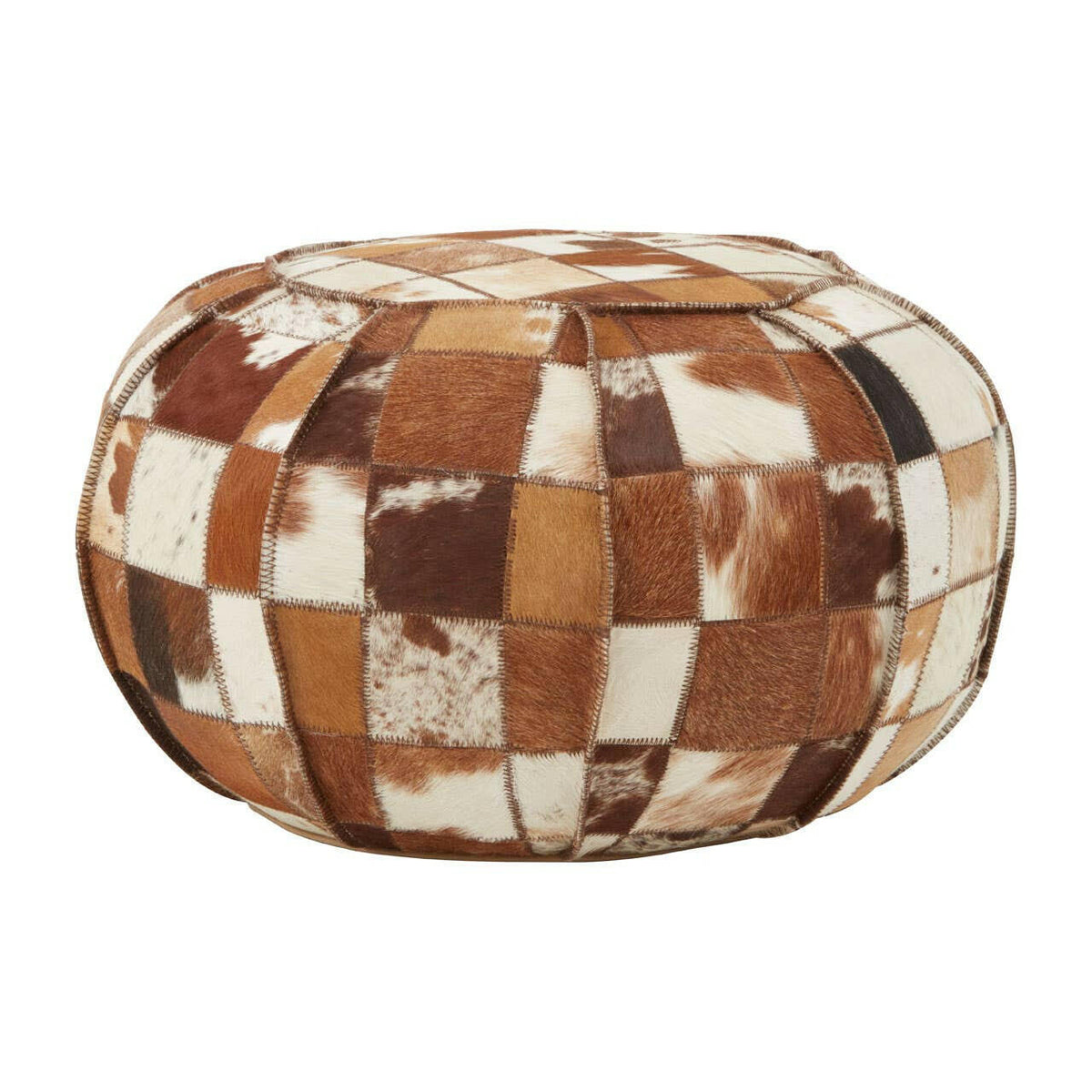 Buffalo Multicolour Leather Pouffe.