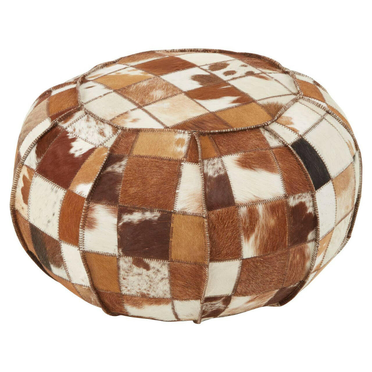 Buffalo Multicolour Leather Pouffe.