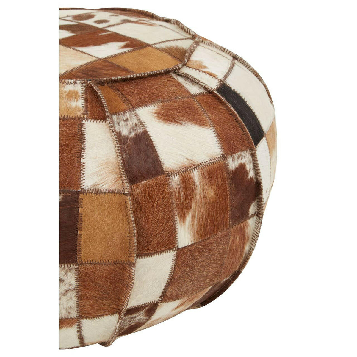 Buffalo Multicolour Leather Pouffe.