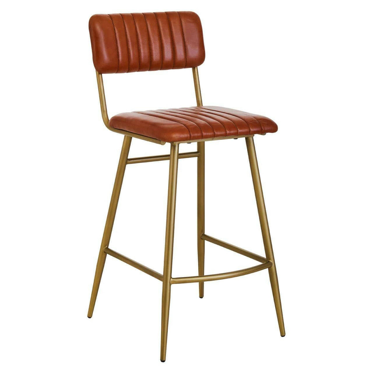 Buffalo Tan Leather Angular Bar Chair.