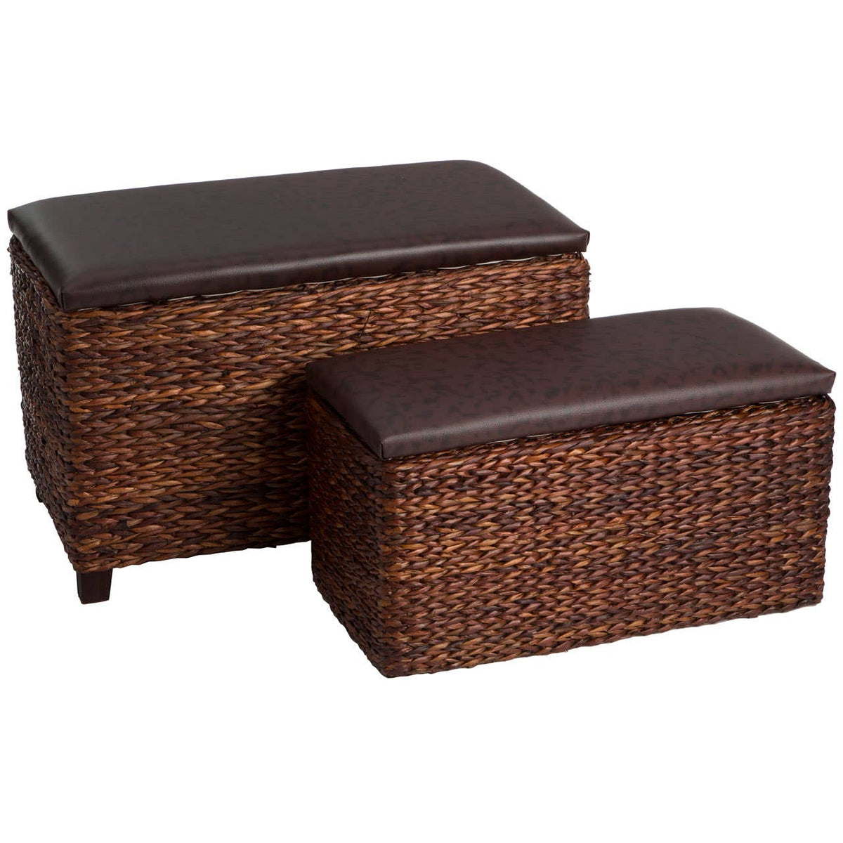 Cattail Leaf Ottoman Storage - Set Of 2.