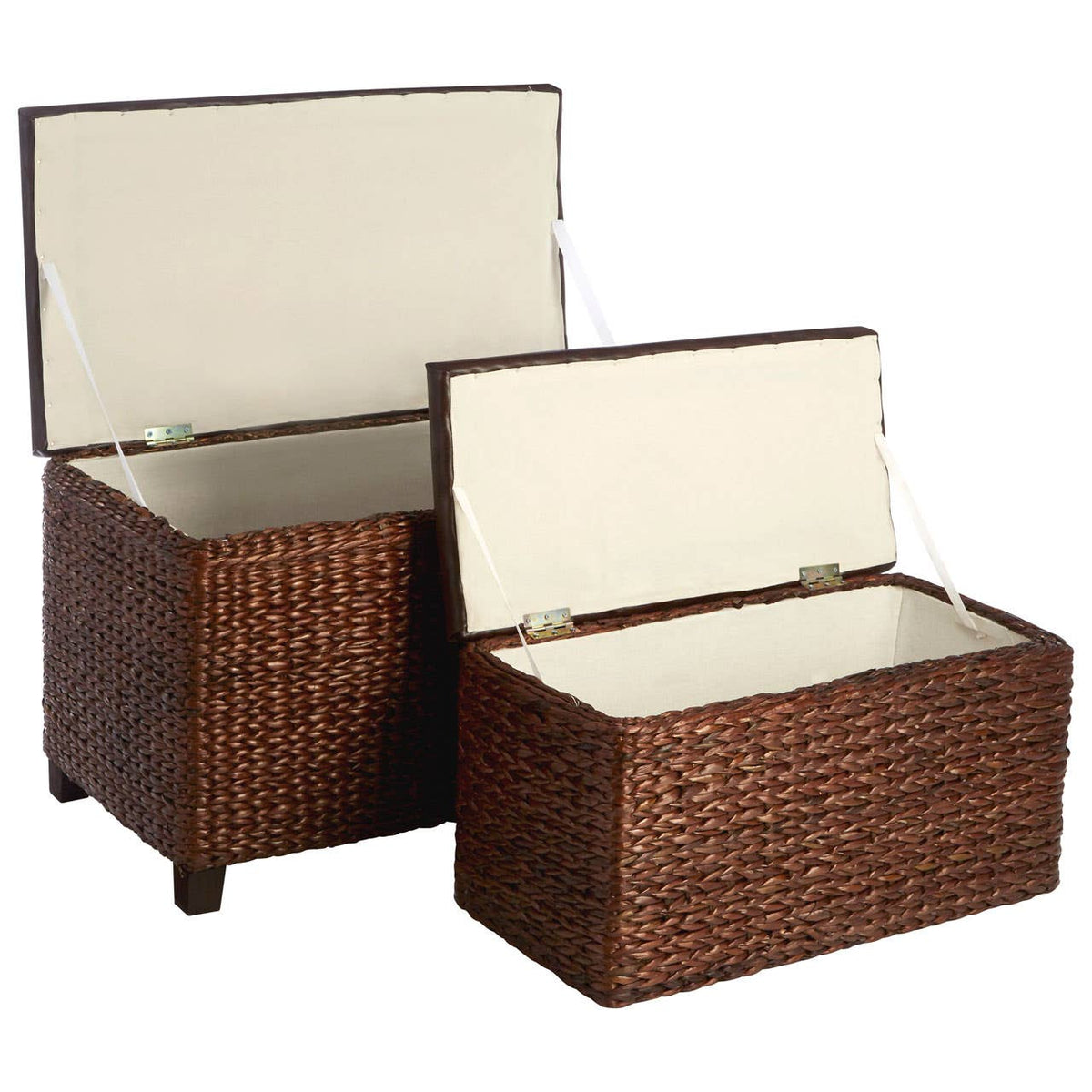 Cattail Leaf Ottoman Storage - Set Of 2.